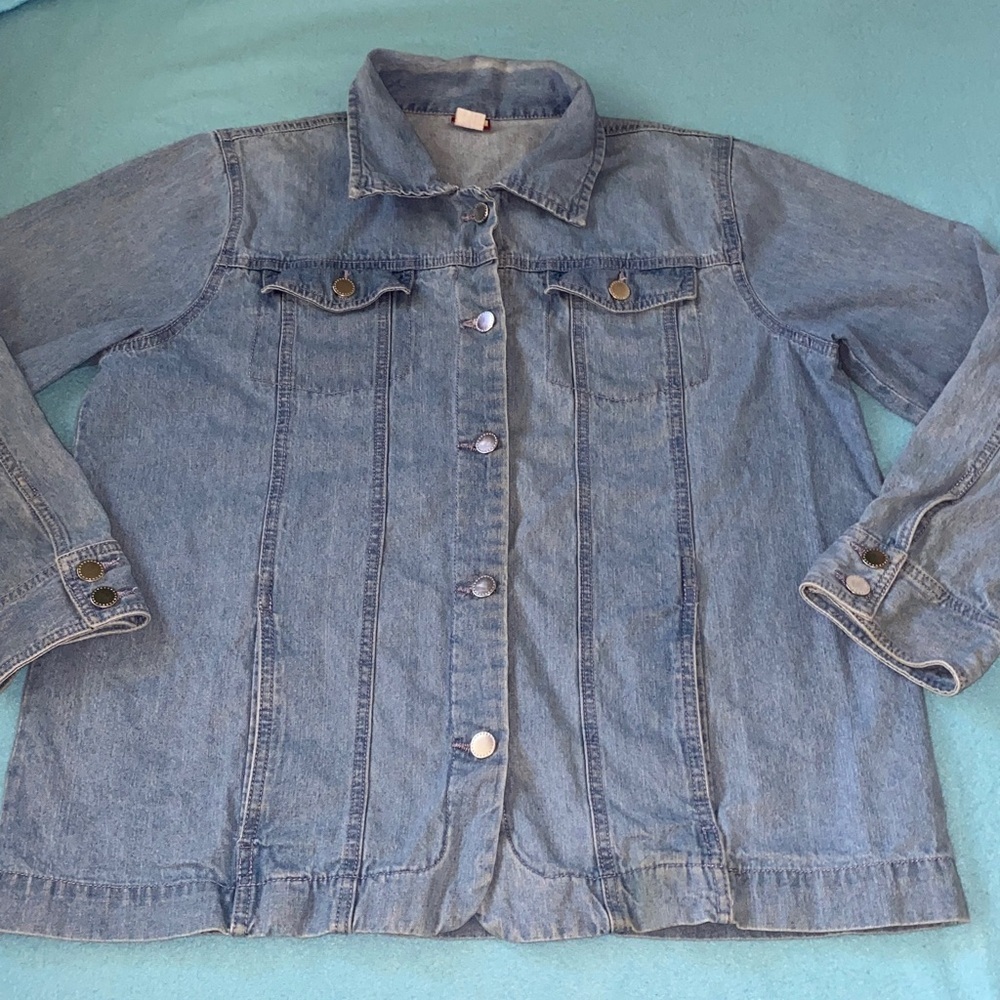 TUDOR COURT denim shirt jacket long sleeve button up lightweight blue size XL